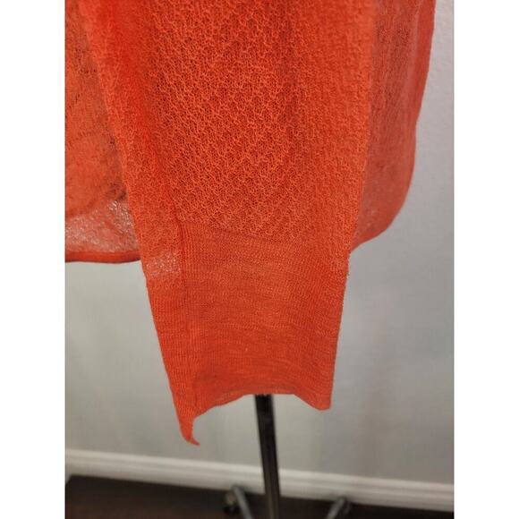 A.L.C Long Sleeves Sheer Top S/M Delicate Knit Crew Neck Orange - Picture 5 of 9